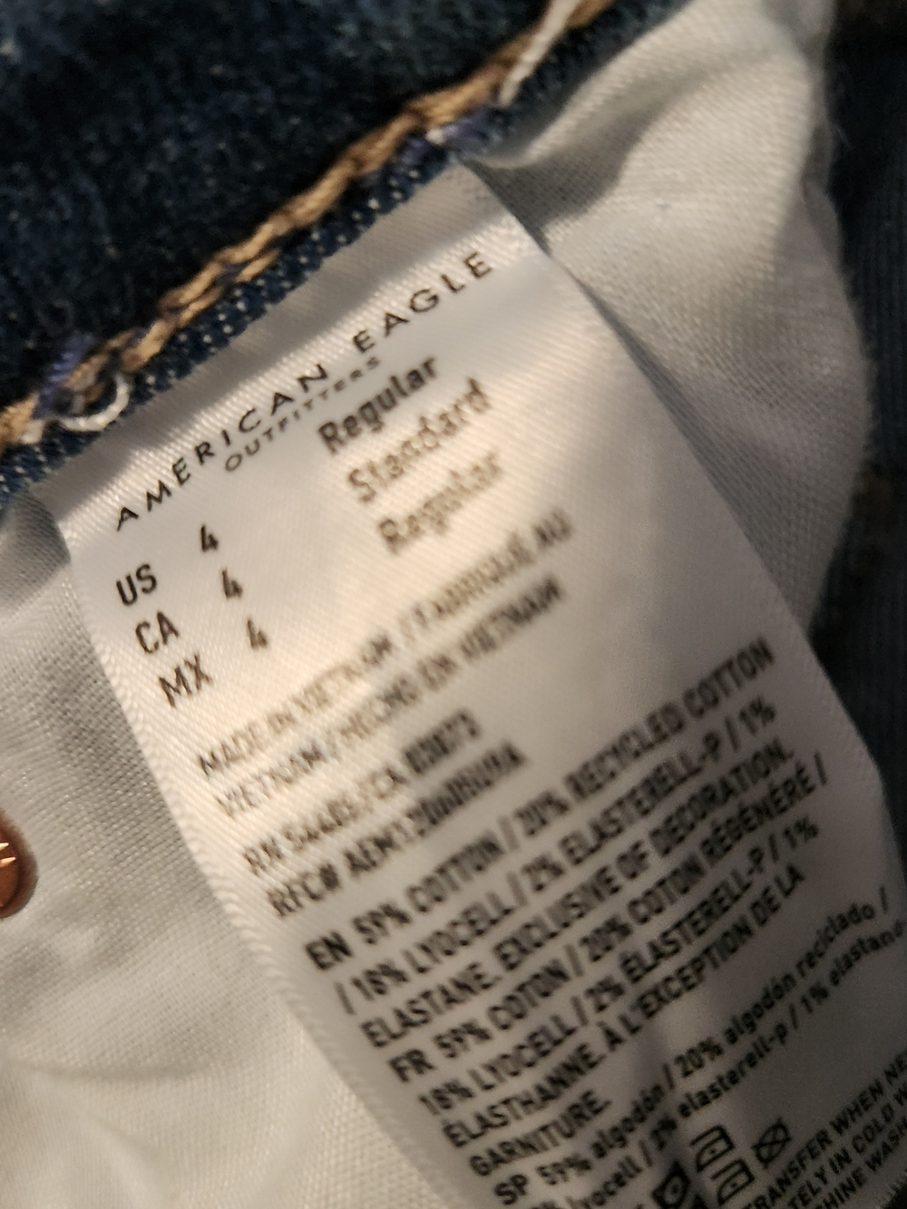 American Eagle Super High Rise Baggy Wide Leg Jeans Size 4 Blue Stretch Denim - Picture 9 of 11